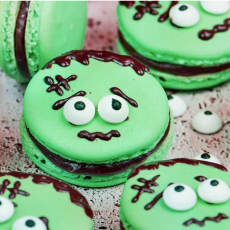 Spooky Frankenstein Macarons - Cook & Nelson